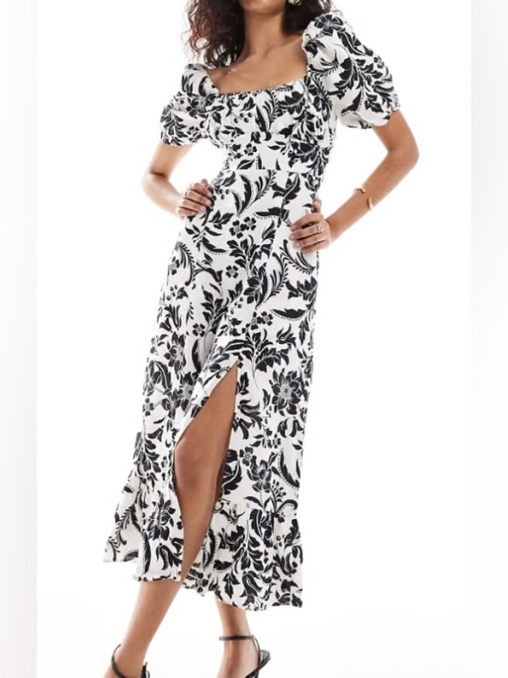 & Other Stories Linen Puff Sleeve Maxi Dress Size EU 42/US 10